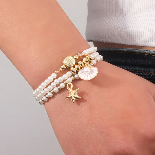 Set of 3 Elegant Bead Bracelets