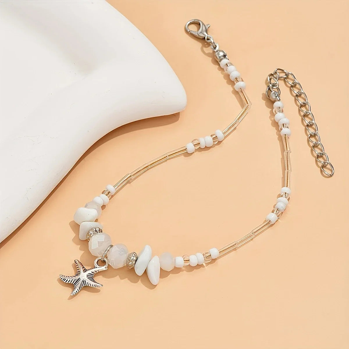 Bohemian Silver-tone Irregular Star Anklet