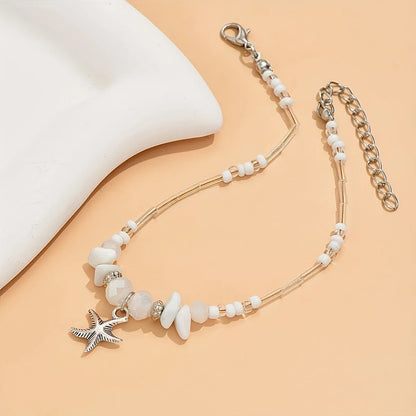 Bohemian Silver-tone Irregular Star Anklet