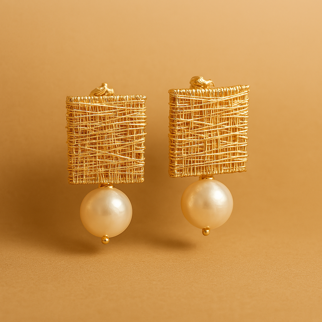Vintage golden thread Bead earrings