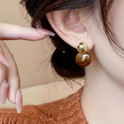 Aurélie Amber Dangle Earrings | Gold-tone