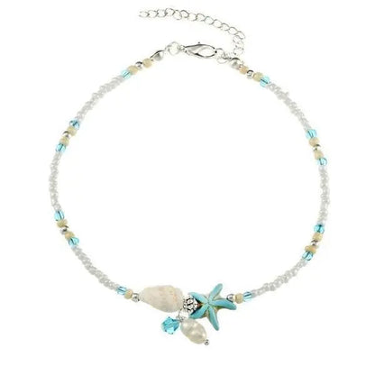 Star and Shell Anklet with Accent Beads