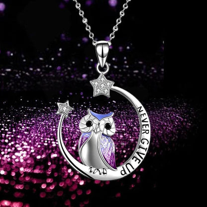 Moon Owl Necklace - Never Give Up