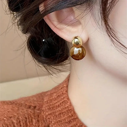 Aurélie Amber Dangle Earrings | Gold-tone