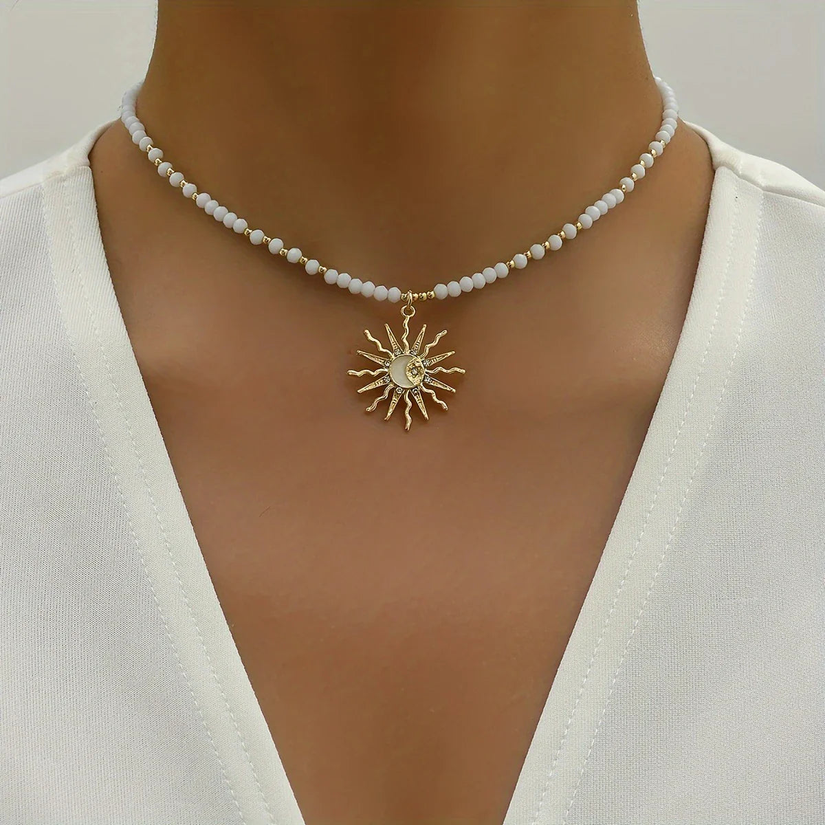 Everyday Bohemian Style Gold-tone Sun Necklace