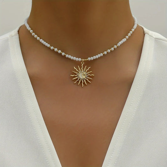 Everyday Bohemian Style Gold-tone Sun Necklace