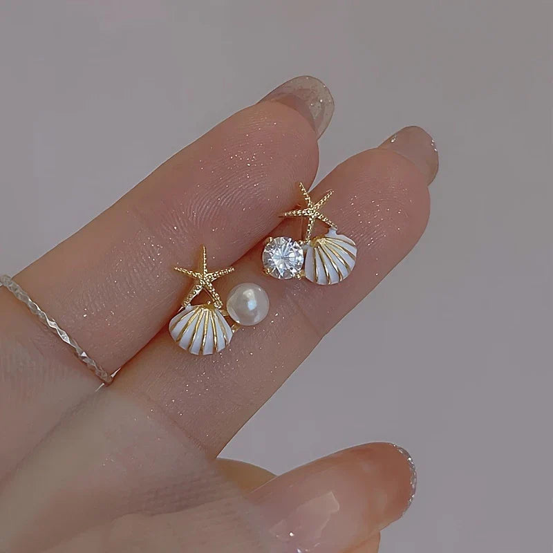 Everyday Starfish and Shell Design Earrings