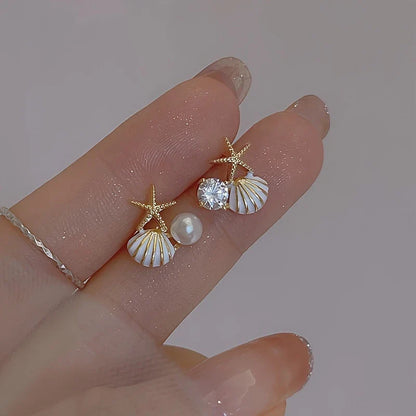 Everyday Starfish and Shell Design Earrings