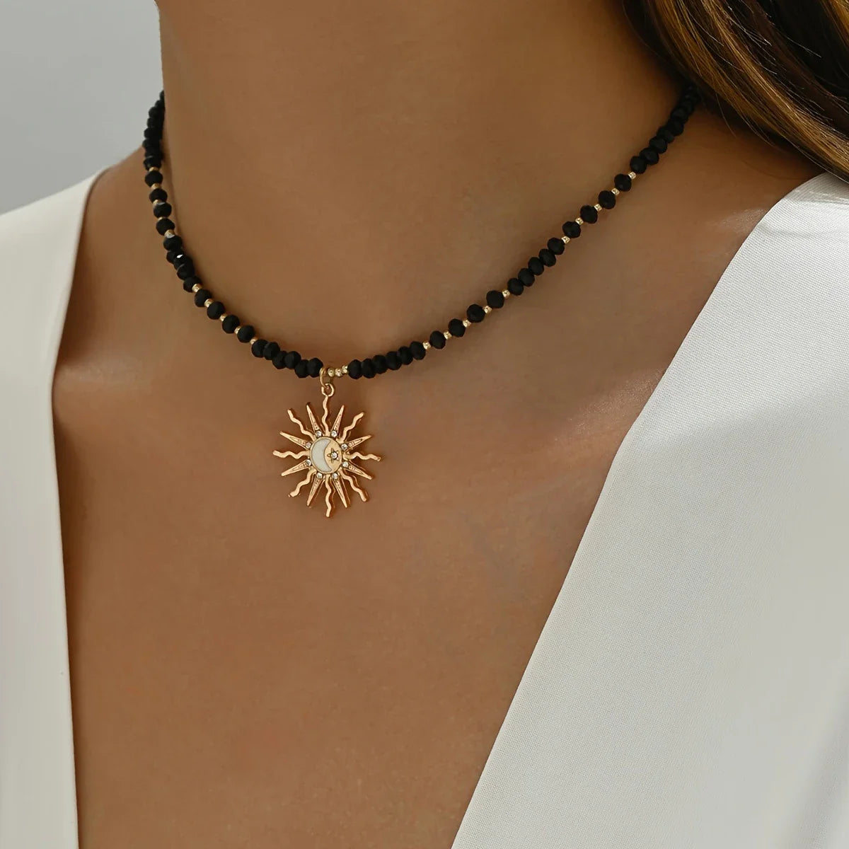 Everyday Bohemian Style Gold-tone Sun Necklace