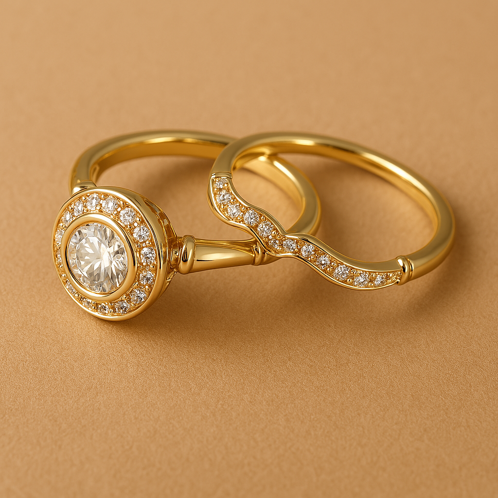 Pack of vintage golden and cubic zirconia rings