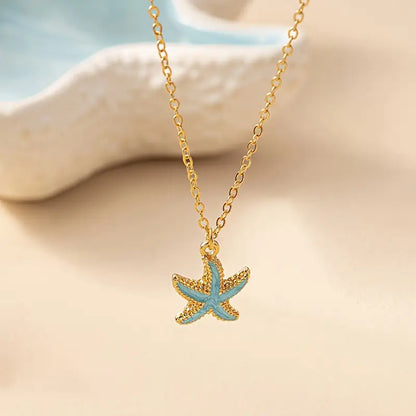 Gold-tone Ocean Blue Starfish Necklace