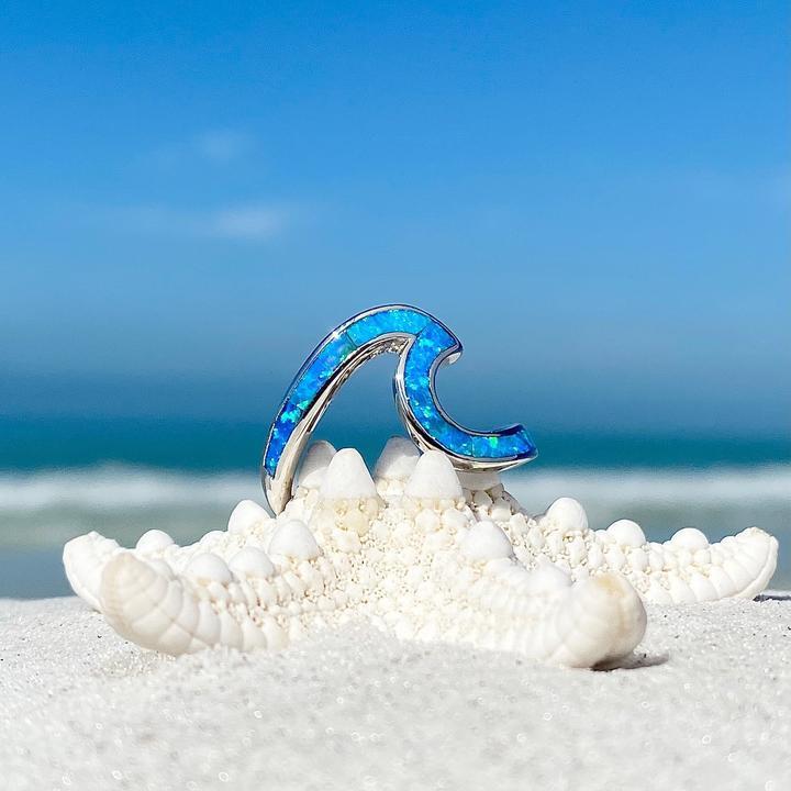 Silver-tone and Iridescent Ocean Wave Ring