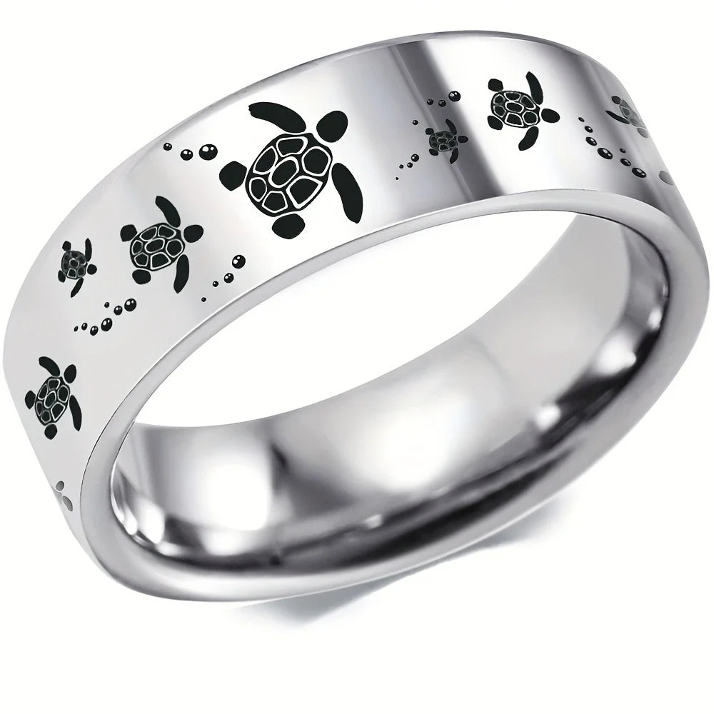 Elegant Silver-tone Sea Turtle Ring