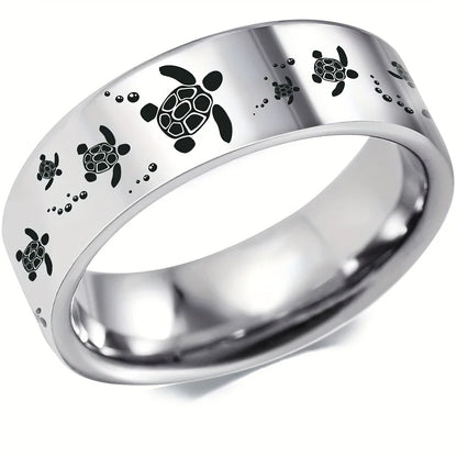 Elegant Silver-tone Sea Turtle Ring