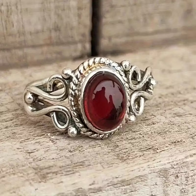 Vintage Bohemian Red Stone Ring