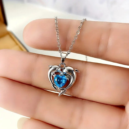 Oceanheart Twin Necklace | White Gold-tone