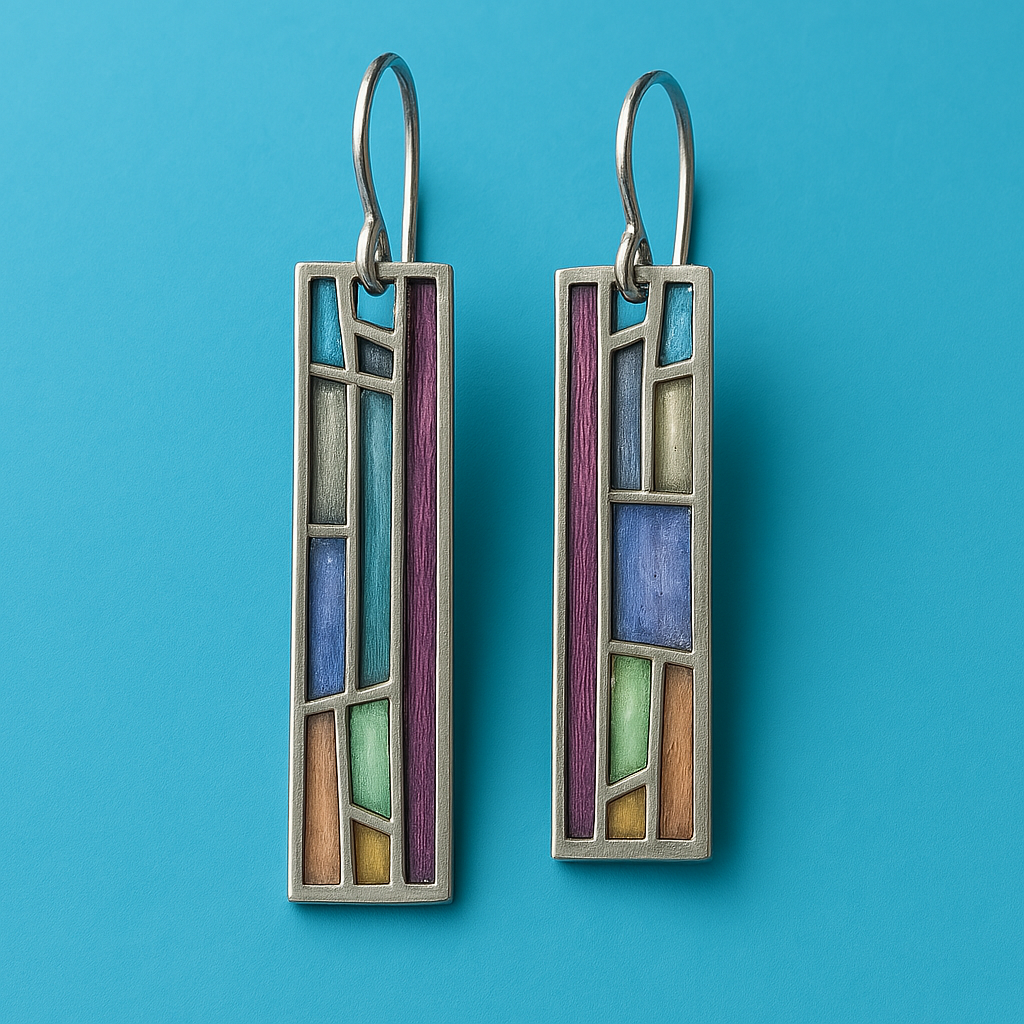 Vintage Silver-tone colourful earrings