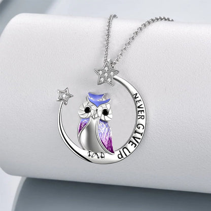 Moon Owl Necklace - Never Give Up