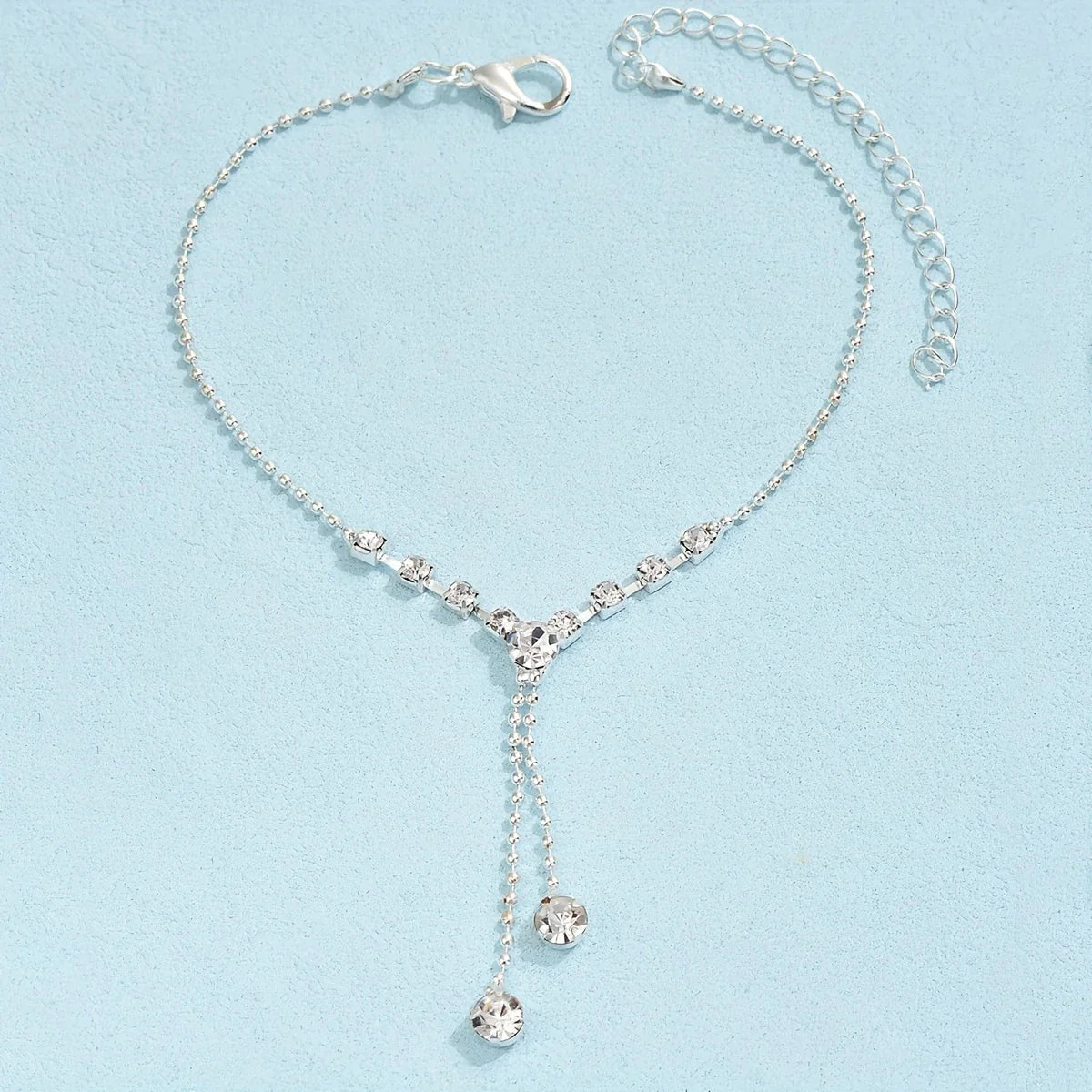 Sparkling Silver-tone Chain Anklet