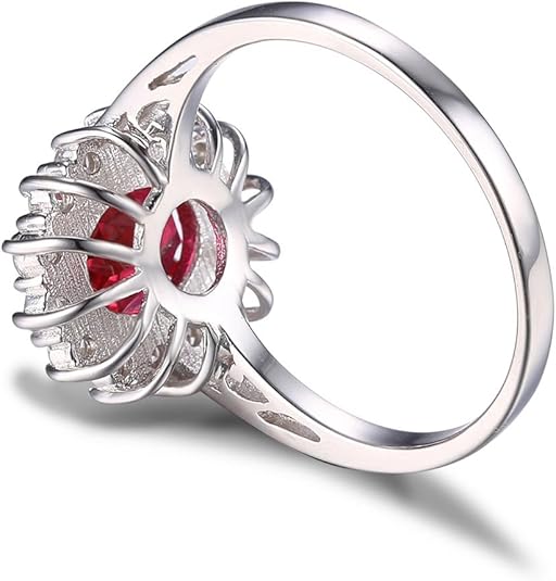 Classic Ruby Halo Ring | White Gold-tone