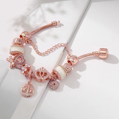 Rose Silver color Dreamcatcher Bracelet with Included Charms