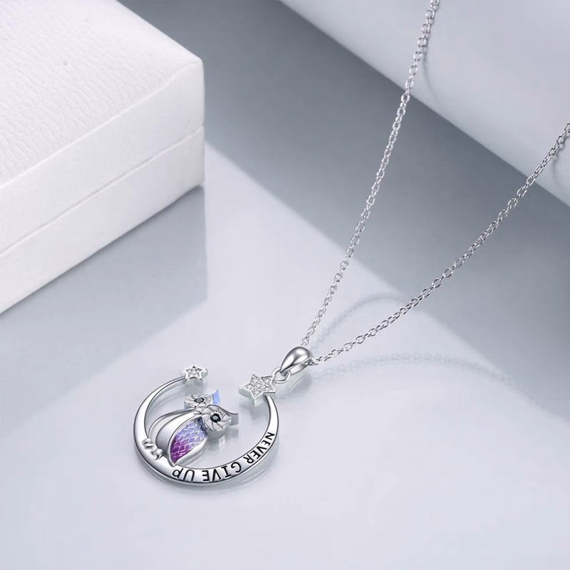 Moon Owl Necklace - Never Give Up