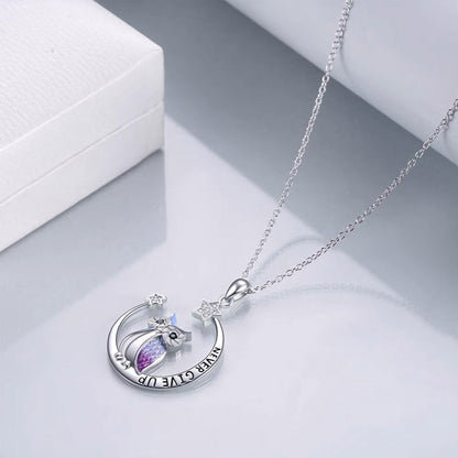 Moon Owl Necklace - Never Give Up