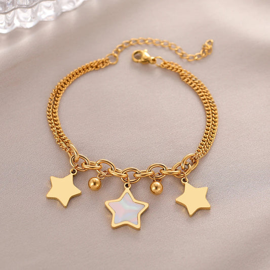 Gold-tone Classic Enamel Star Bracelet