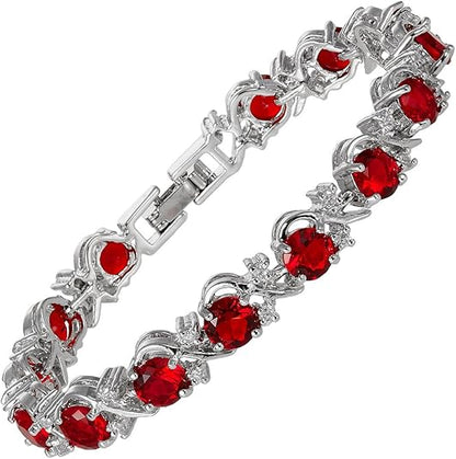 Ruby Vine Tennis Bracelet | White Gold-tone