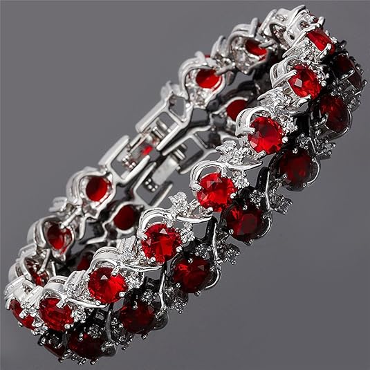 Ruby Vine Tennis Bracelet | White Gold-tone