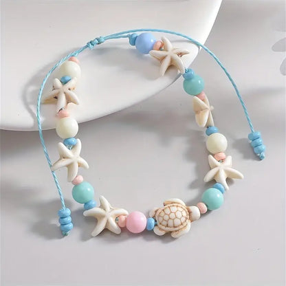 Infinity Ocean Anklet with Acrylic Bead Cord