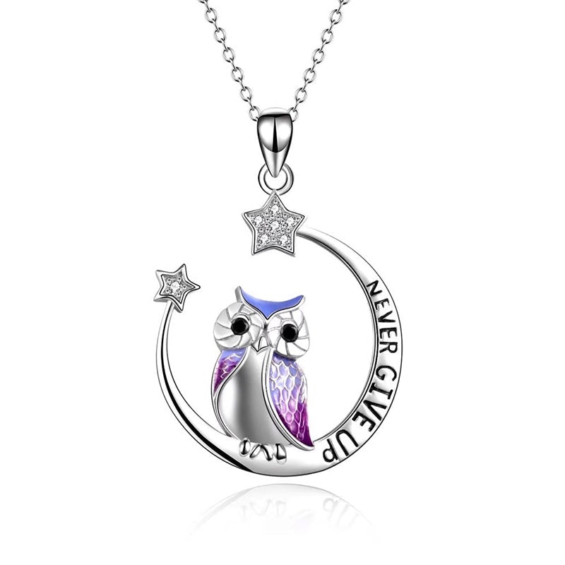 Moon Owl Necklace - Never Give Up