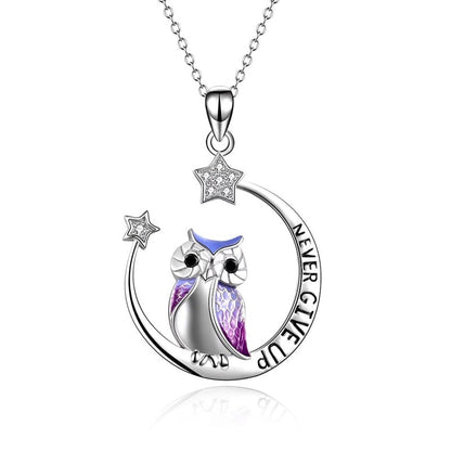 Moon Owl Necklace - Never Give Up