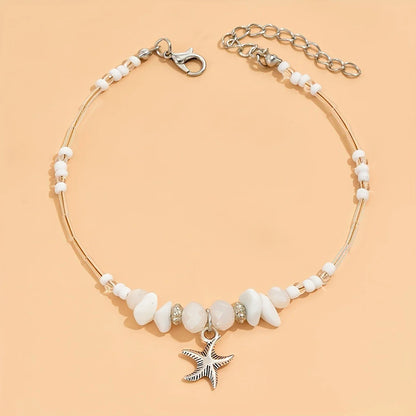 Bohemian Silver-tone Irregular Star Anklet