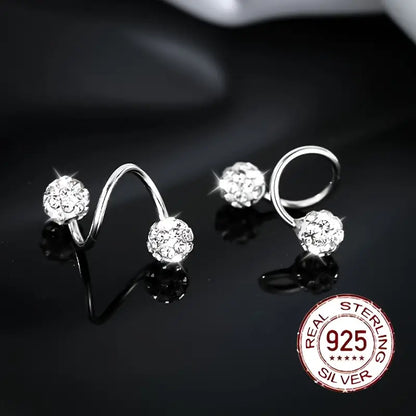 Super Sparkling Double-Headed Spiral Cubic Zirconia Earrings
