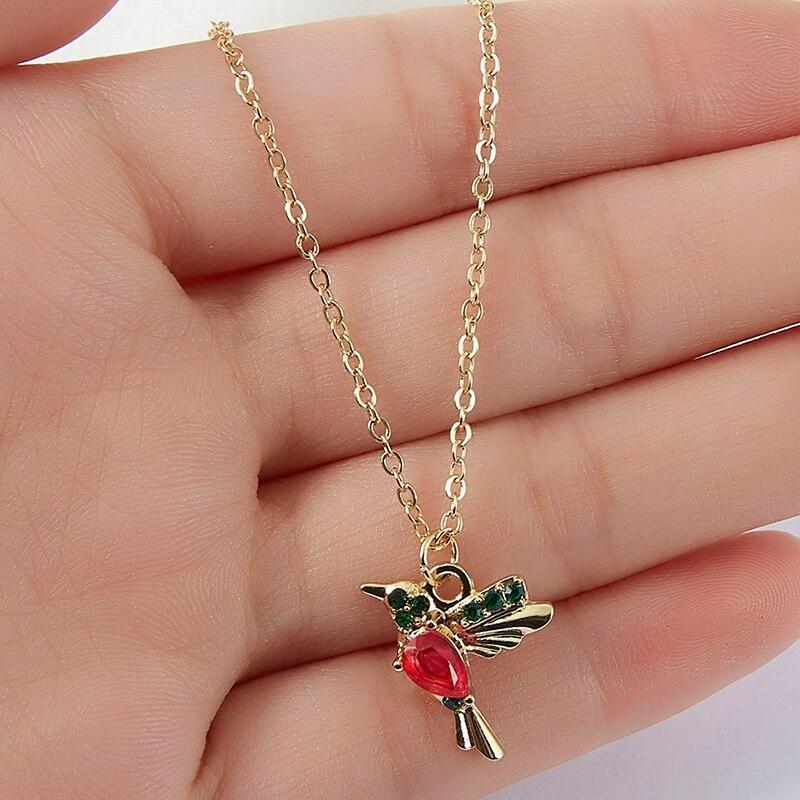 Hummingbird Enamel and Cubic Zirconia Necklace