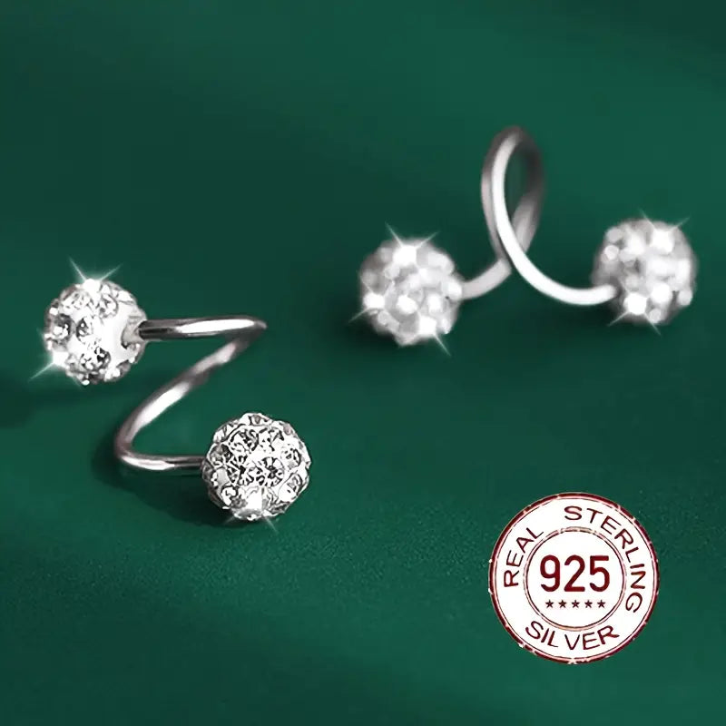 Super Sparkling Double-Headed Spiral Cubic Zirconia Earrings