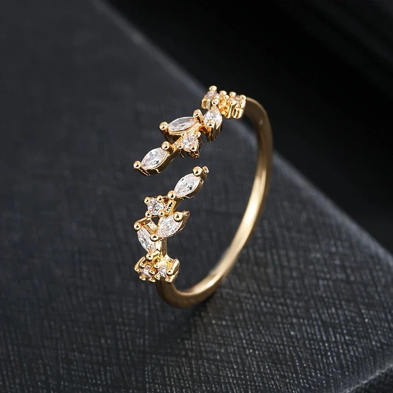 Gold-tone Ring with Synthetic Cubic Zirconia Mosaic