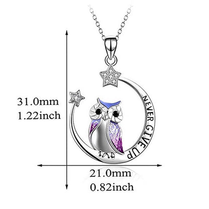 Moon Owl Necklace - Never Give Up