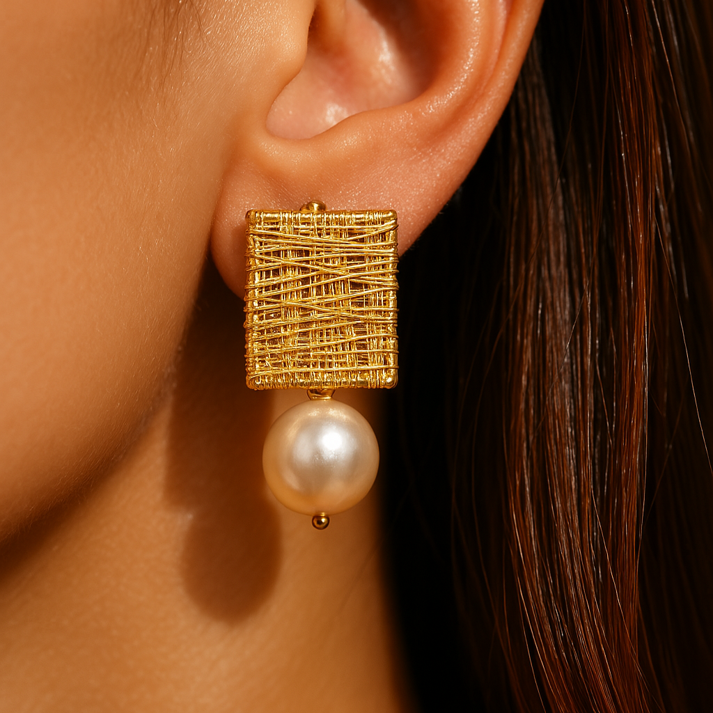 Vintage golden thread Bead earrings