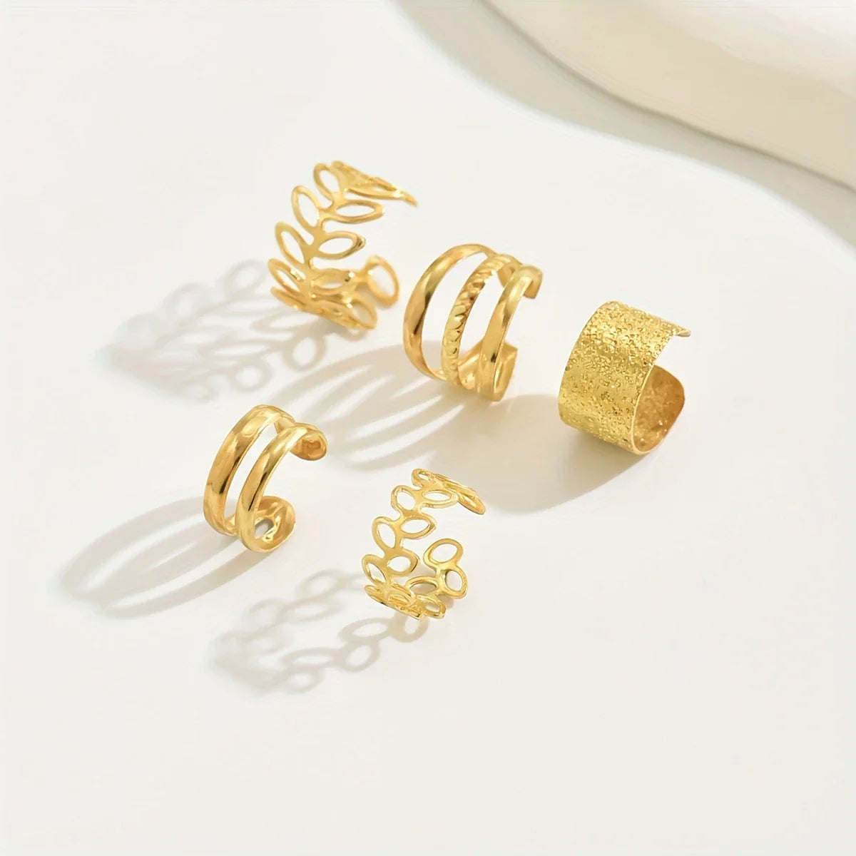 Set of 5 Elegant Gold-tone Earrings