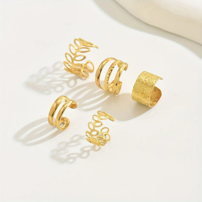 Set of 5 Elegant Gold-tone Earrings