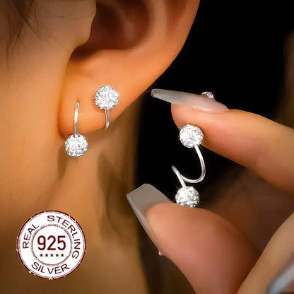 Super Sparkling Double-Headed Spiral Cubic Zirconia Earrings