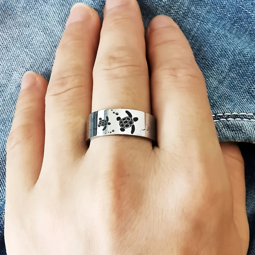 Elegant Silver-tone Sea Turtle Ring