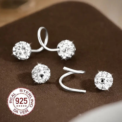 Super Sparkling Double-Headed Spiral Cubic Zirconia Earrings