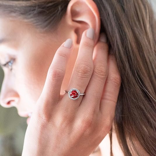 Crimson Glow Ruby Promise Ring | White Gold-tone