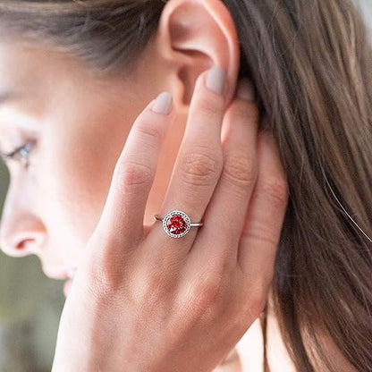 Crimson Glow Ruby Promise Ring | White Gold-tone