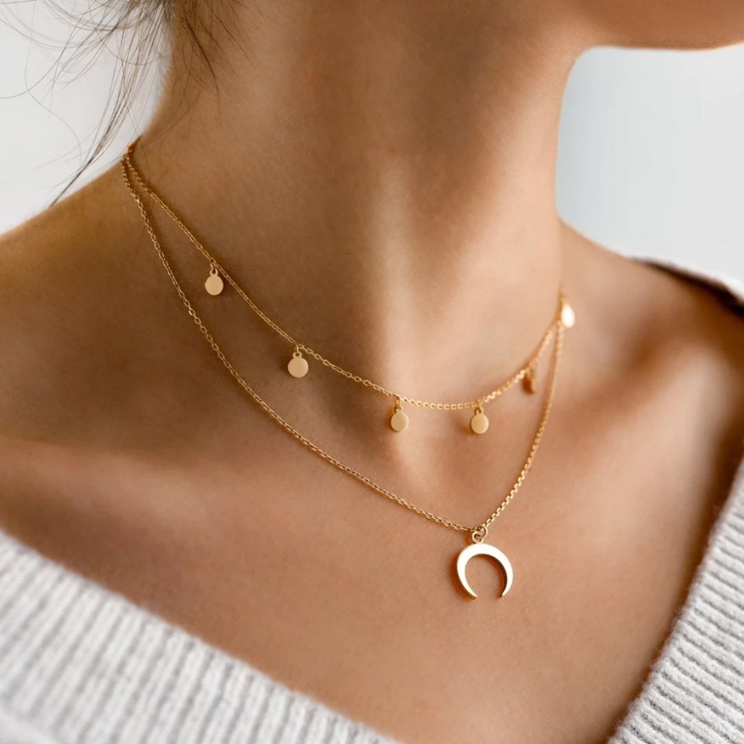 Silver-tone Moon Necklace
