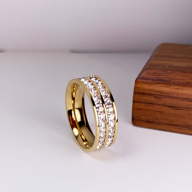 Elegant Double-Set Cubic Zirconia Ring