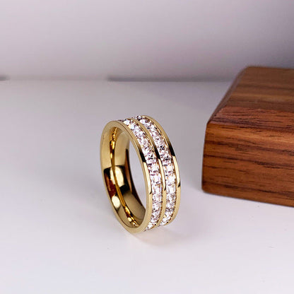 Elegant Double-Set Cubic Zirconia Ring